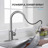 Kitchen Faucet- 3 Modes Pull Down Sprayer Kitchen Sink Faucet; Brushed Nickel Kitchen Faucet Single Handle; 1or3 Holes with Deck Plate; 100% Lead-Free