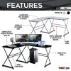 Techni Mobili L-Shaped Glass Computer Desk; Black