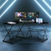 Techni Mobili L-Shaped Glass Computer Desk; Black