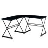 Techni Mobili L-Shaped Glass Computer Desk; Black