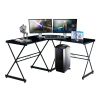 Techni Mobili L-Shaped Glass Computer Desk; Black