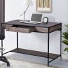 43.3"W x 21.6"D x 29.3"H Computer Desk with One Drawer; Walnut & Black