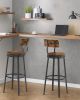 Swivel bar stool set of 2 with backrest; industrial style; metal frame; 29.5'' high.(Rustic Brown; 13.4''w x 40.5''h)
