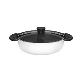 Integrated Casting Two-flavor Hot Pot (Color: White)