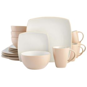 Soho Lounge Square 16-Piece Dinnerware Set - Red (Color: Sand)