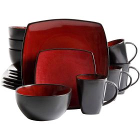 Soho Lounge Square 16-Piece Dinnerware Set - Red (Color: Red)